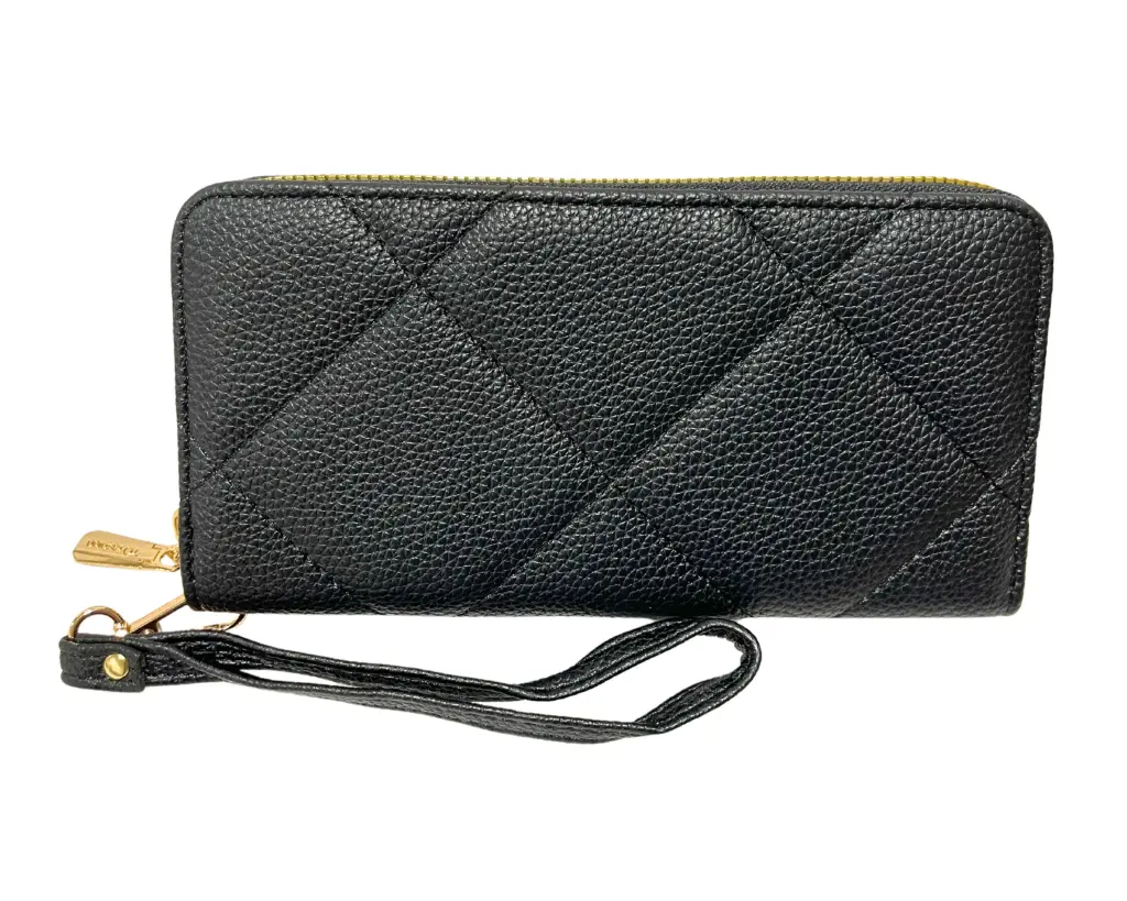 BILLETERA QUILT ZIP CON MUÑEQUERA (Negro)