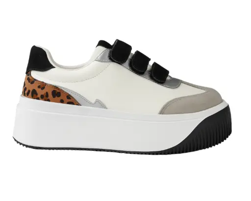 TENIS WEIDE PLATAFORMA ANIMAL/PLATEADO DS34